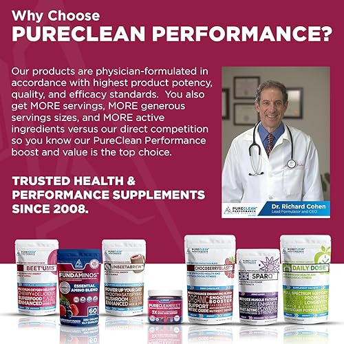Miniatura 7 de PureClean Polvo de jugo de remolacha (3 frascos, 90 porciones)  Suplemento de óxido nítrico 3X  Polvo de raíz de remolacha preentrenamiento hecho