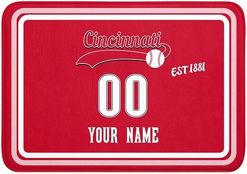 Tapete personalizado de Cincinnati para puerta de baño, tapete en relieve, seguro para exteriores, 24 pulgadas de ancho x 17 pulgadas de alto,