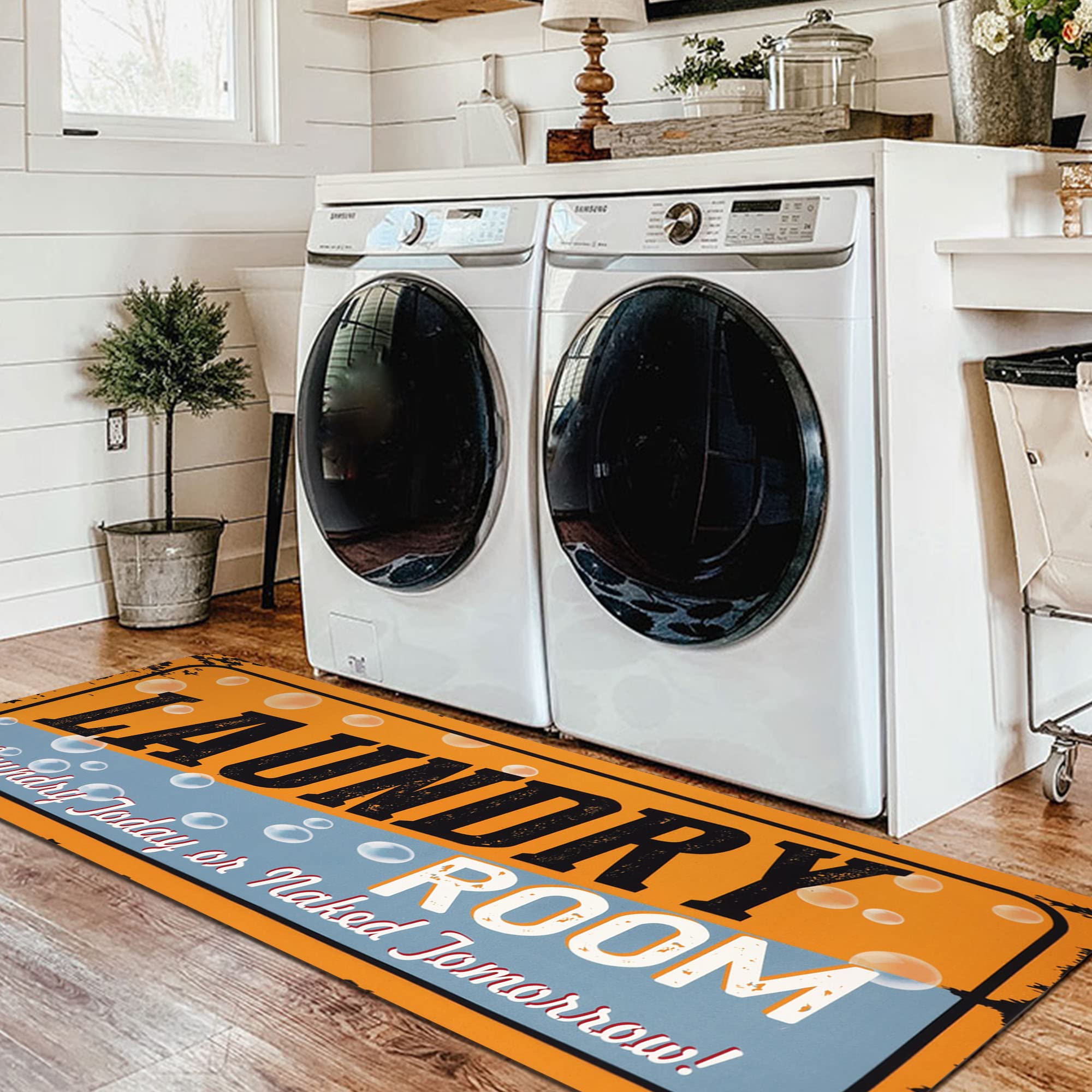 Amazon.com: Homcomoda Farmhouse Laundry Room Runner Rug 20"x59" Non Slip  Yellow Laundry Rugs and Mats for Laundry Room Decor Washable Runner Rug for  Kitchen Floor Laundry Room Bathroom Hallway : Home &