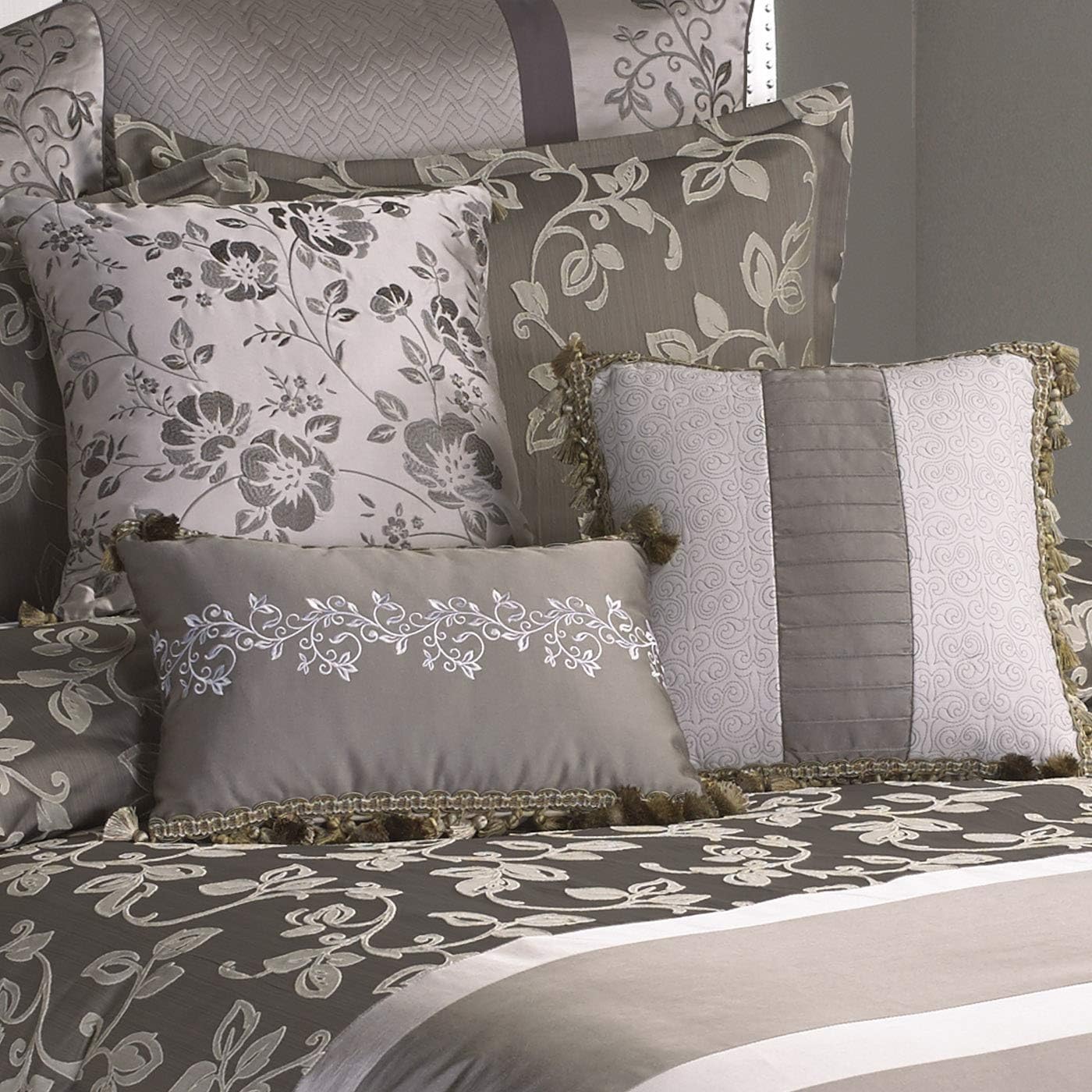 Riverbrook Home Sterling Collection Comforter Set, King, Heston - Platinum, 10-Piece Set