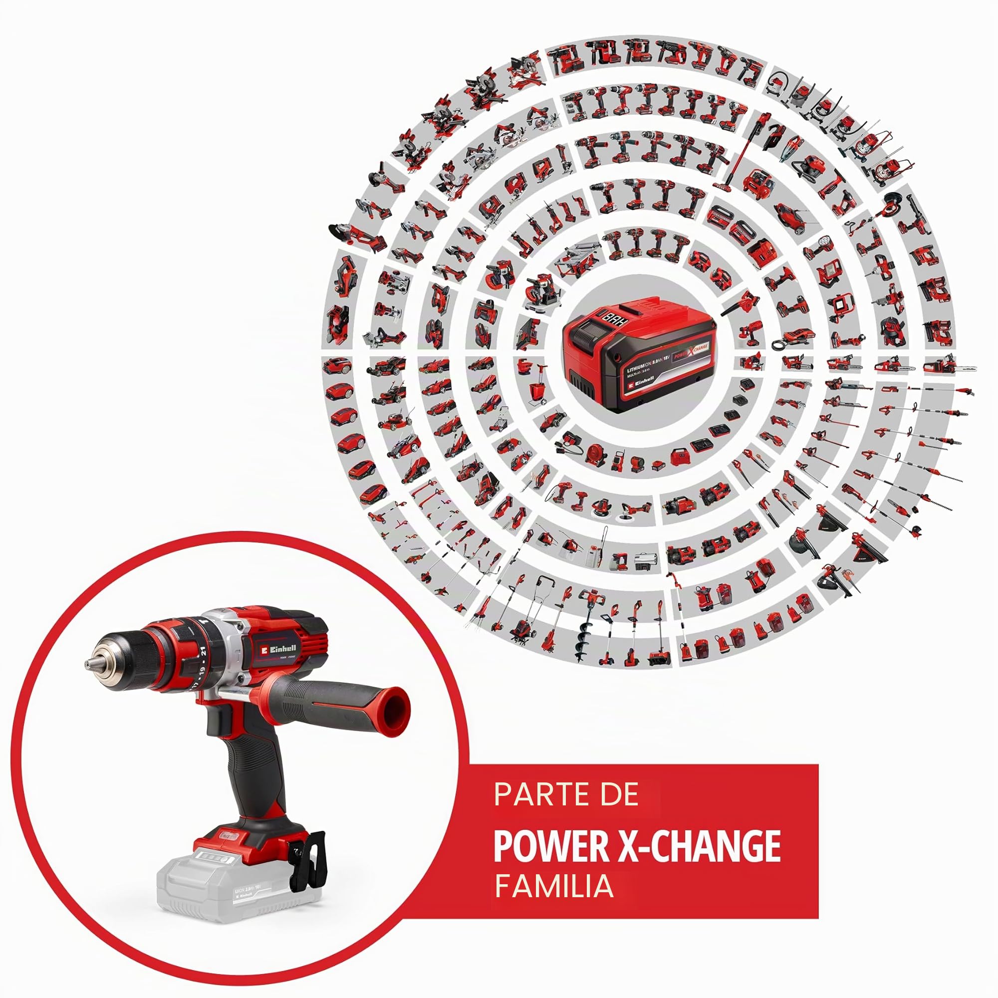 Einhell Taladradora atornilladora a batería TE-CD 18/48 Li-i-Solo Power X-Change (18 V, engranaje de 2 velocidades, función de taladrado de percusión incluida, electrónica de velocidad, sin batería)