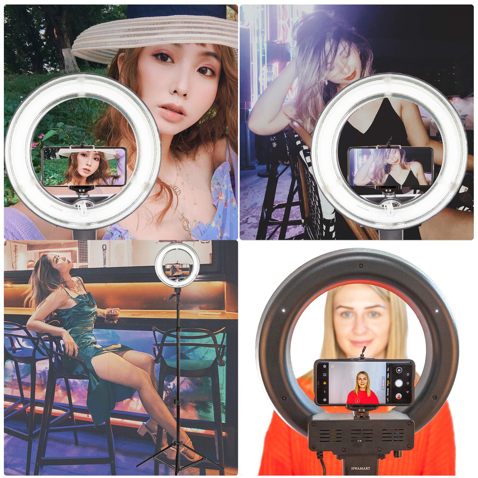 Anello luce 34,3 cm per il Live Streaming Make Up YouTube Video, 5500K Portatile Dimmerabile Selfie Rightlight per selfie foto Fotografia Video