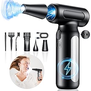 Electric Compressed Air Duster - 32,0000 RPM Rechargeable Cordless Air Blower for PC, Computer Keyboard Cleaning Kit - Mini Battery Powered Air Duster for Electronics, Car, Home - Replaces Air Cans