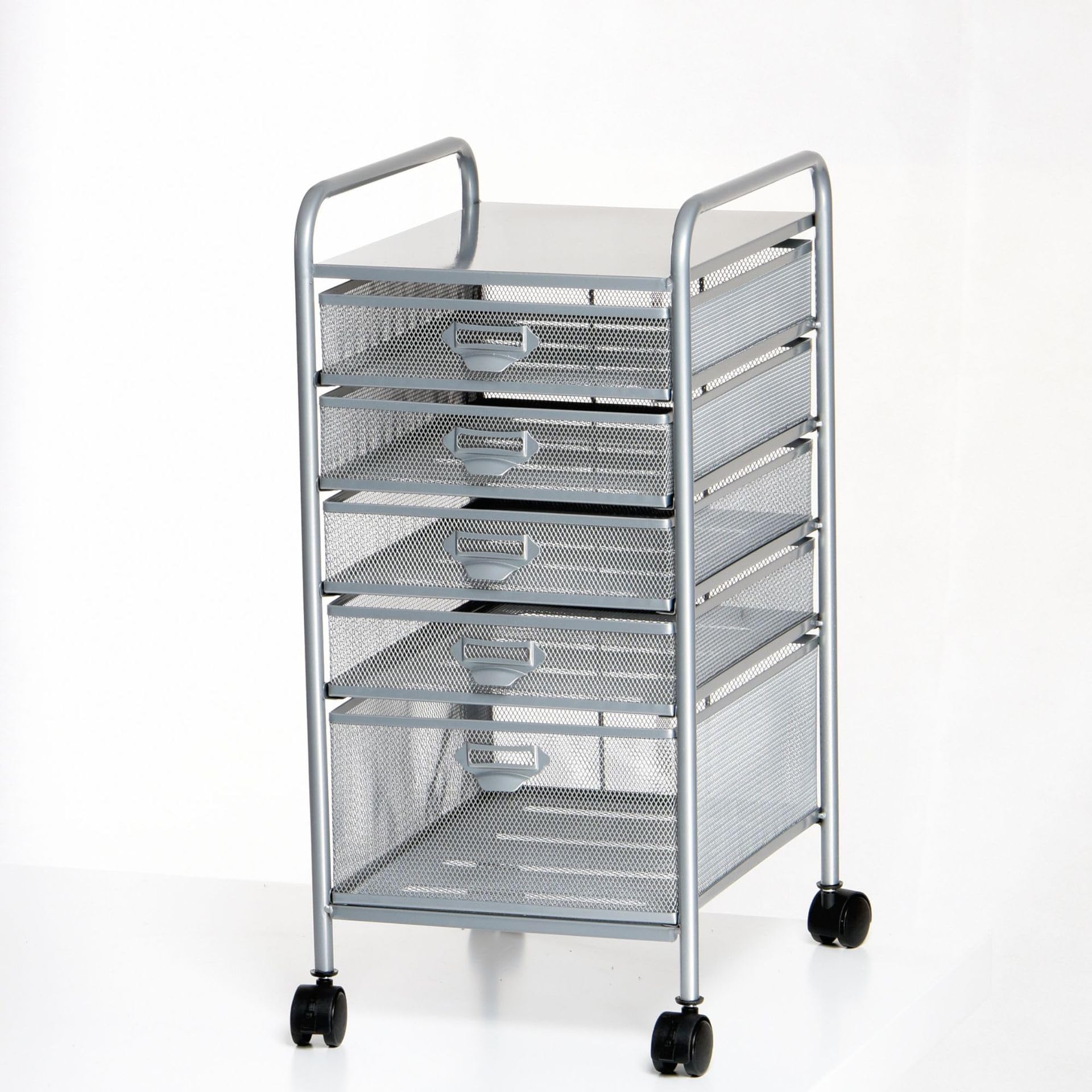 Carro para Archivos rodante con asa Carro de Almacenamiento utilitario con 5 cajones Ruedas con Cerradura o Escuela, Dormitorio, Oficina, Biblioteca, habitación de niños, Blanco