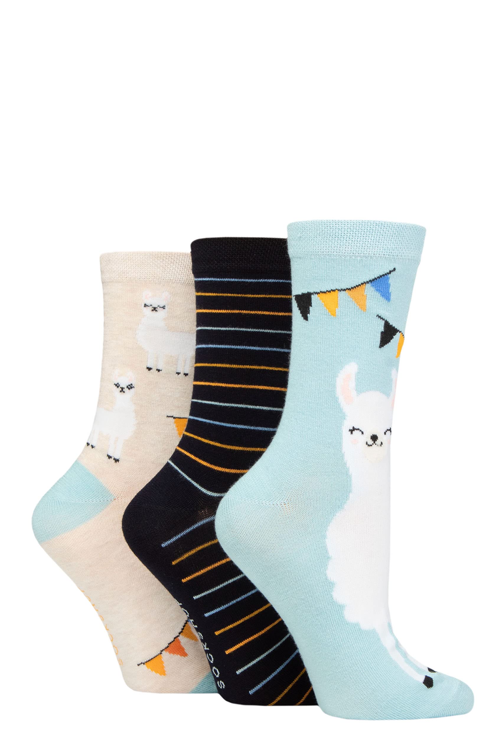 Sockshop Women's Llama Lazy Panda Novelty Bamboo Socks Pack Of 3 4-8