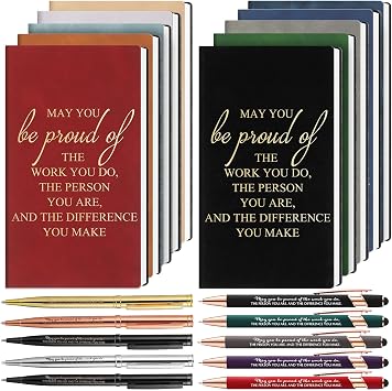 Ireer 10 Sets Employee Appreciation Gifts A6 PU Leather Notebooks with Pens Thank You Inspirational Journal Gift for Coworker Team Teacher Office StaffMay You Be Proud,Classic