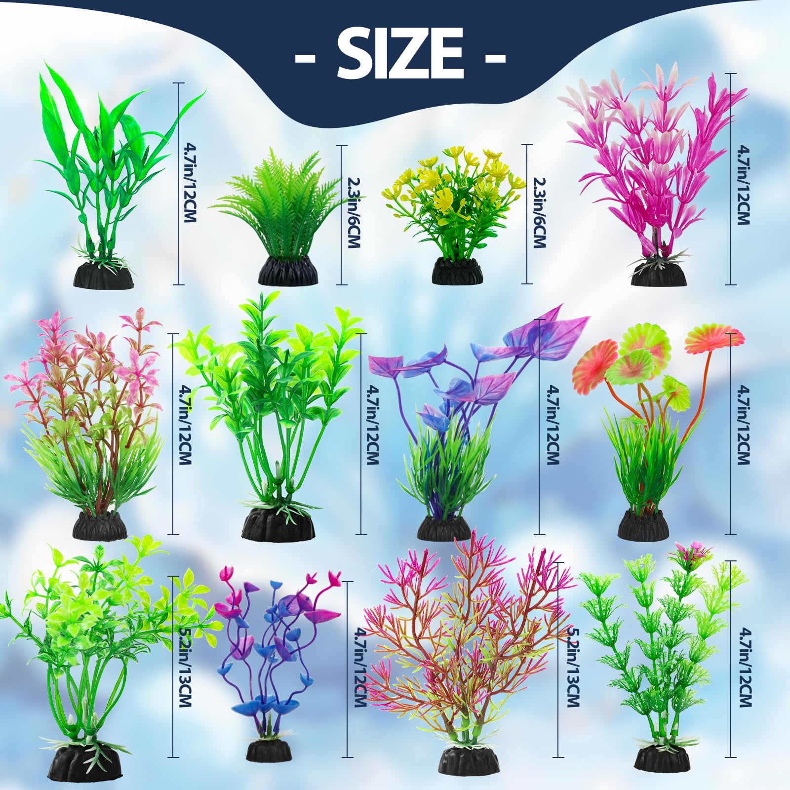 CousDUoBe Lot de 94 plantes d'aquarium décoratives pour la maison et le bureau, plantes hydroponiques en plastique