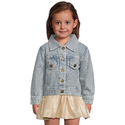 Lola and The Boys Rainbow Sparkle Denim Jacket (Toddler/Little Kid/Big Kid) blue