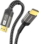 BlueRigger 8K HDMI 2.1 câble 3FT (8K 60Hz, 48Gbps, HDMI Cord, HDR10+, HDCP2.3, eARC, Coton tressé) - 8K HDMI Câble compatible avec PS5, PS4, Xbox, Apple TV, HDTV, Ordinateur portable, PC