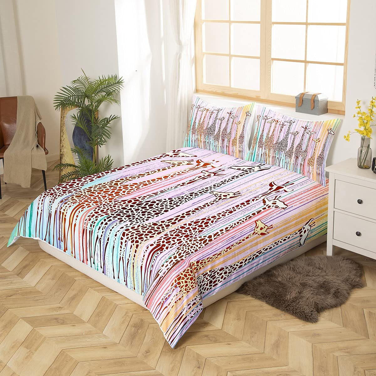 Loussiesd Set di biancheria da letto con pinguino 3D, per letto singolo, motivo con stampa animalier, ultra morbido, per bambini e bambini, grazioso copripiumino decorativo, 2 pezzi, senza piumino