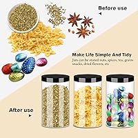 Vista 5 de Tarros de plástico transparente de 32 onzas paquete de 12 recipientes grandes redondos de plástico PET con tapas negras atornilladas tarros