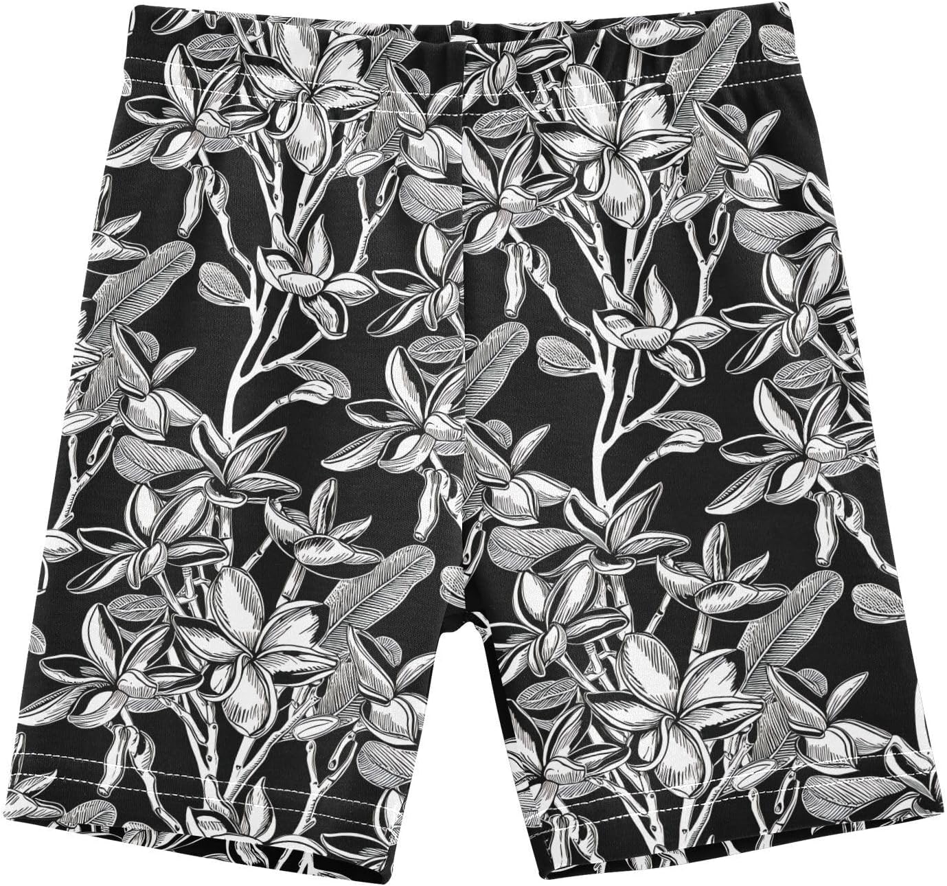 Branch Leaves Black Girls Bike Shorts Toddler Soft Cotton Active Under Dress Shorts