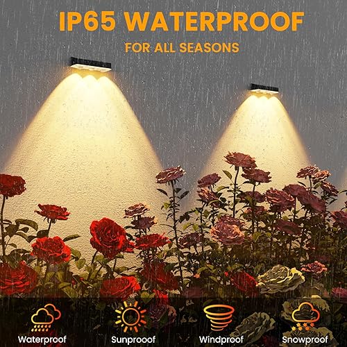Miniatura 8 de Luces solares de pared para exteriores, impermeables, IP65, blanco cálidofrío + RGB que cambian de color, luces solares de pared para pared, patio,