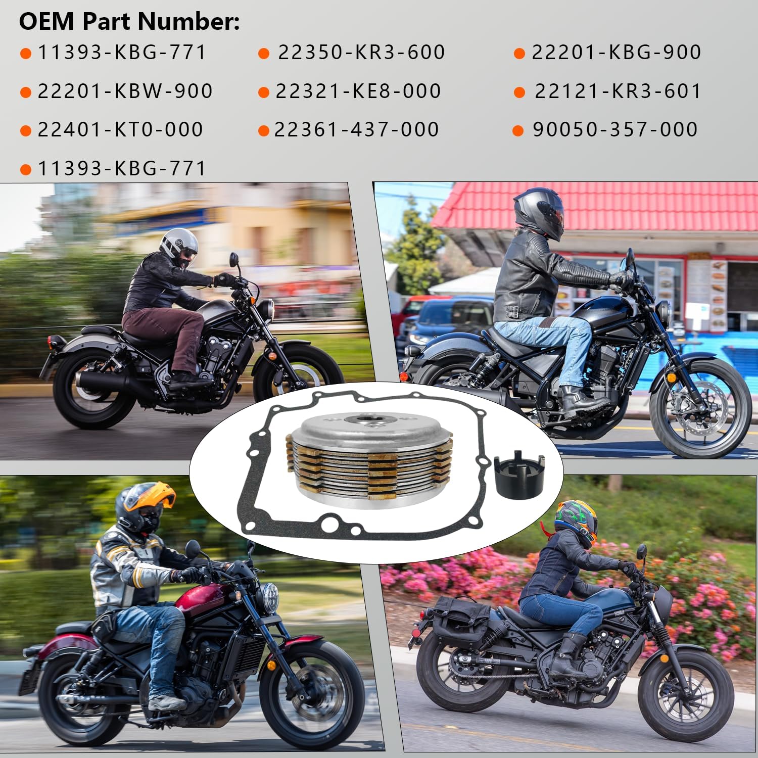 Complete Clutch Gasket Kit & Clutch Hub Spanner Tool Compatible with Honda Rebel 250 CMX250/C/X 1985-2016 Nighthawk 250 CB250 1991-2008