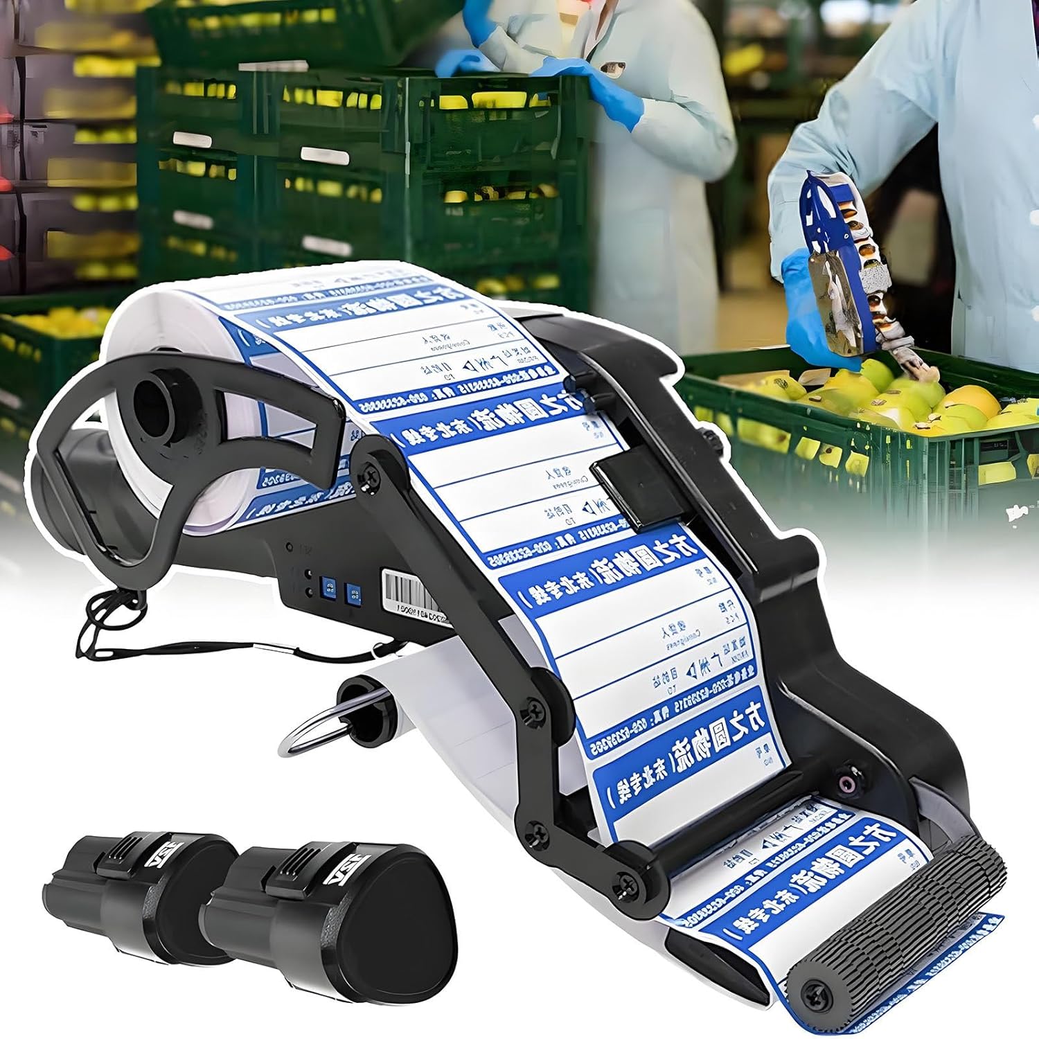 Portable Barcode Applicator with 2 Rechargeable Batteries, Handheld Sticker Labeler for 15-60mm Length & 40mm/80mm Width Labels, Commercial Label Dispenser 80MM
