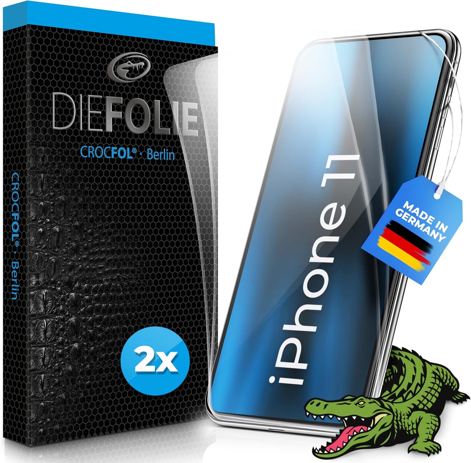 Crocfol Schutzfolie vom Testsieger [2 St.] kompatibel mit Apple iPhone 11 - selbstheilende Premium 5D Langzeit-Panzerfolie - für vorne, hüllenfreundlich - Amazon product rated Grade B
