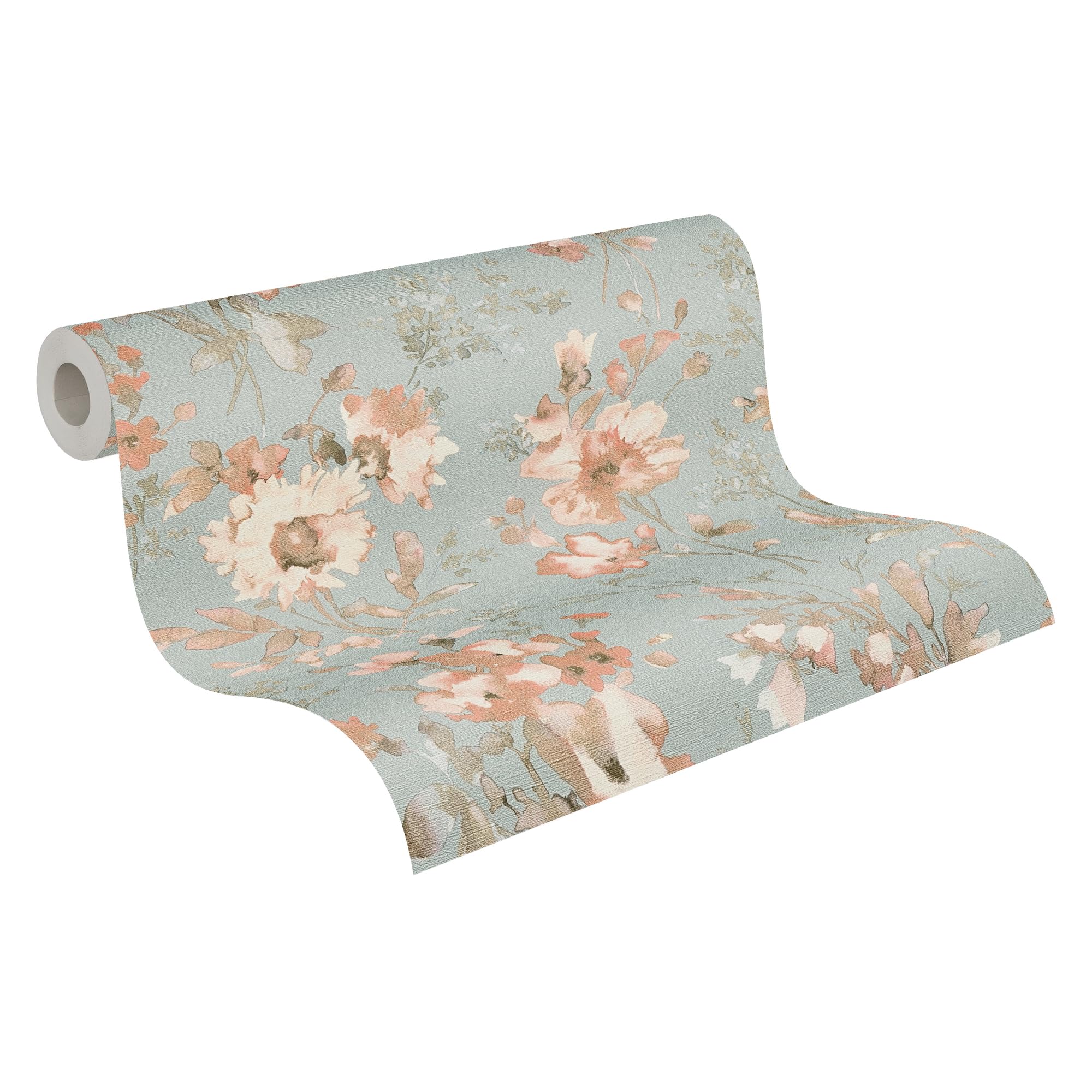 Livingwalls carta da parati TNT con motivo floreale in blu, grigio e rosa – Carta da parati floreale romantica 10,05 m x 0,53 m di COSMOPOLITAN – 790616