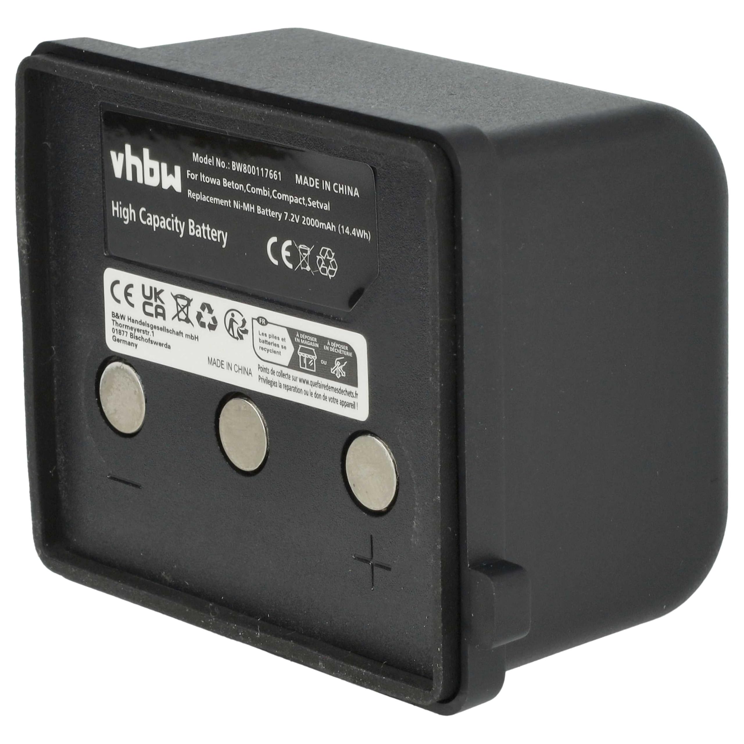 vhbw 2X batería reemplaza Itowa BT7223, BT7223MH para Mando a Distancia, Control Remoto (2000 mAh, 7,2 V, NiMH)