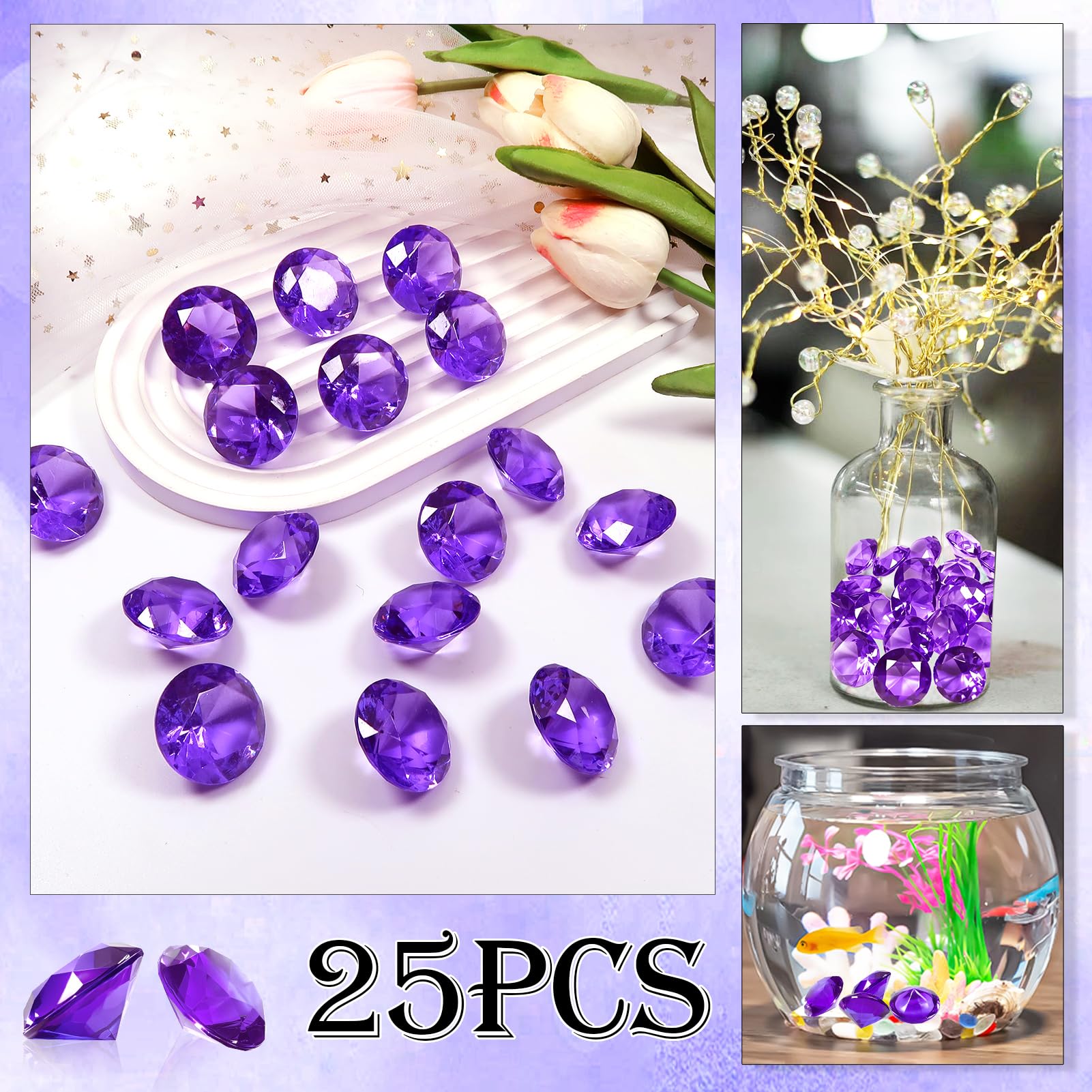 Produktbild von Muggelsteine Bunt Kinder TOAOB 40 Stück Deko Diamanten Groß 30 Mm Acryl Kristalle Bunte Diamantkristalle Dekosteine Tischdeko Diamanten Streudeko Hochzeit Dekoration Murmeln Glas