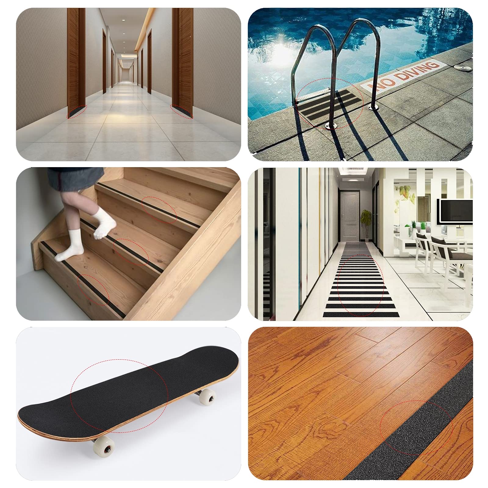 Cinta de seguridad antideslizante, Cinta antideslizante de seguridad de 2 rollos de alta resistencia: mejor agarre, fricción y adhesivo abrasivo for escaleras exteriores/interiores(5cm*10m/1.97inch*33