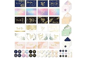 Decorably Assorted Thank You Cards with Envelopes & Stickers