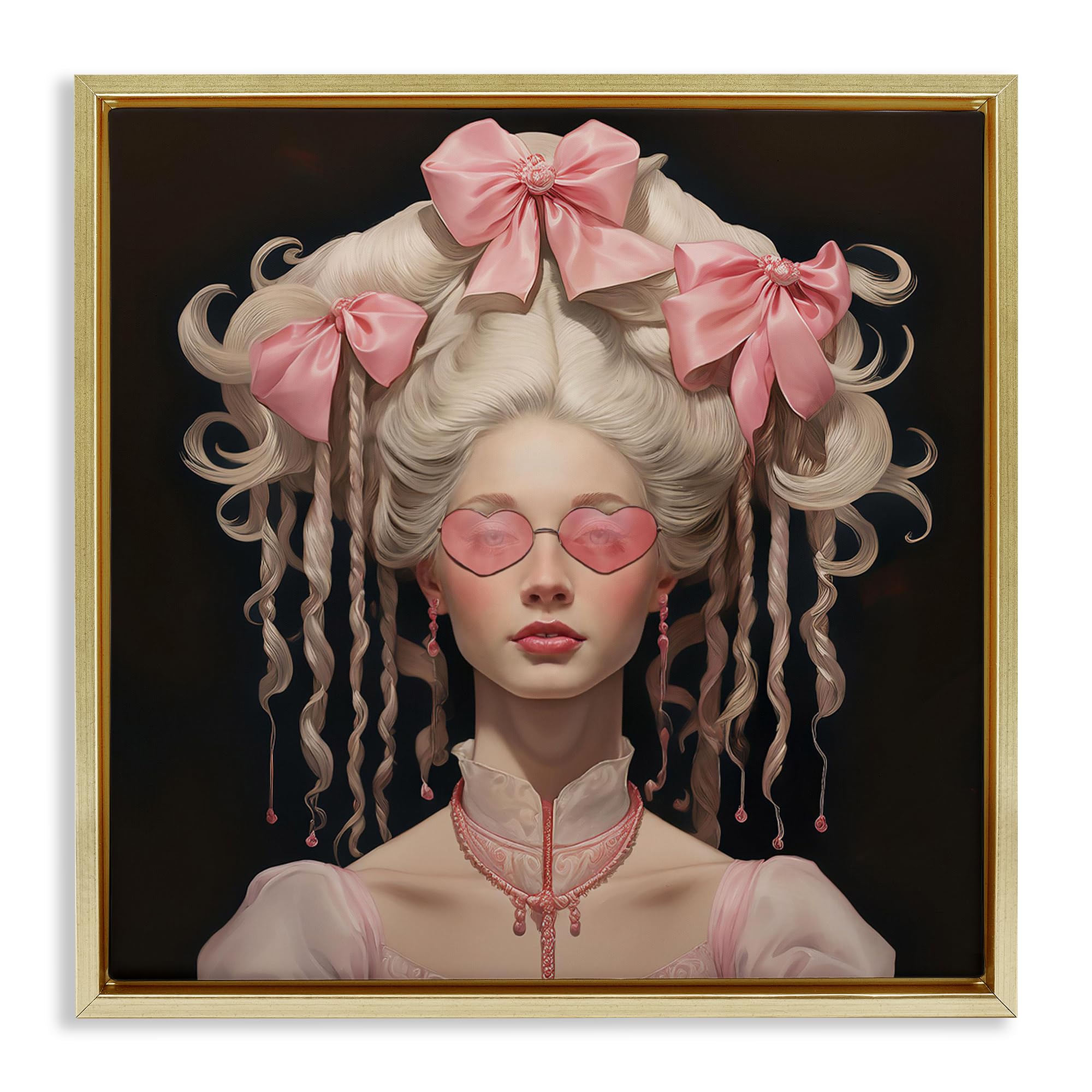 Stupell Industries Rococo Ribbon Glamour Woman 'Rococo Woman Opulent Ribbons'| Floating Frame Canvas Art