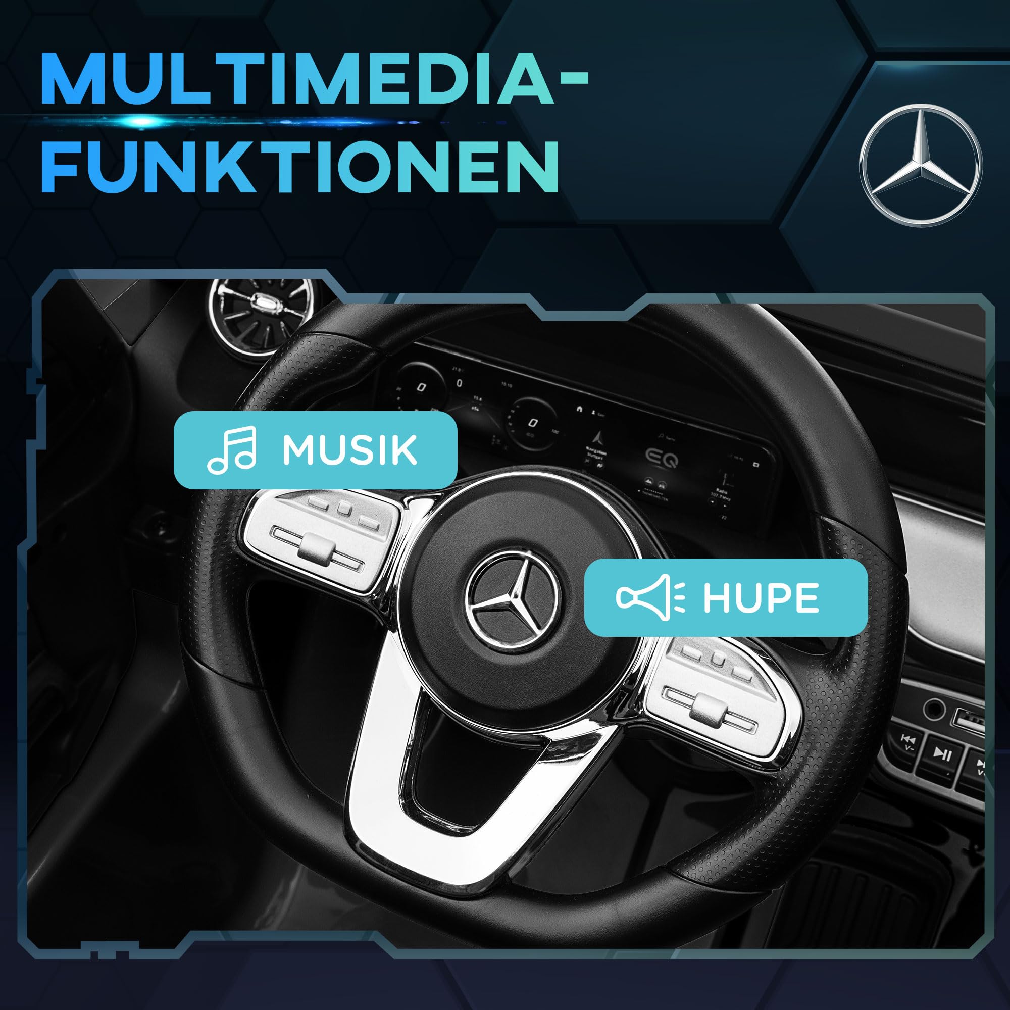 HOMCOM Kinder Elektroauto Mercedes-Benz EQA 12V Elektro Kinderauto Schwarz