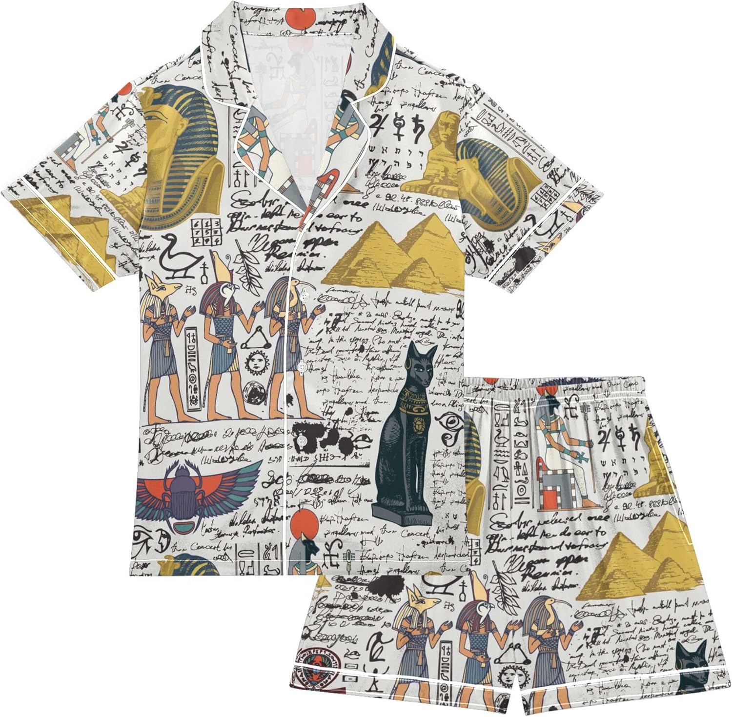 Silk Pajama Sets Short Sleeve Pajamas Soft Sleepwear 2 Piece Pjs Set