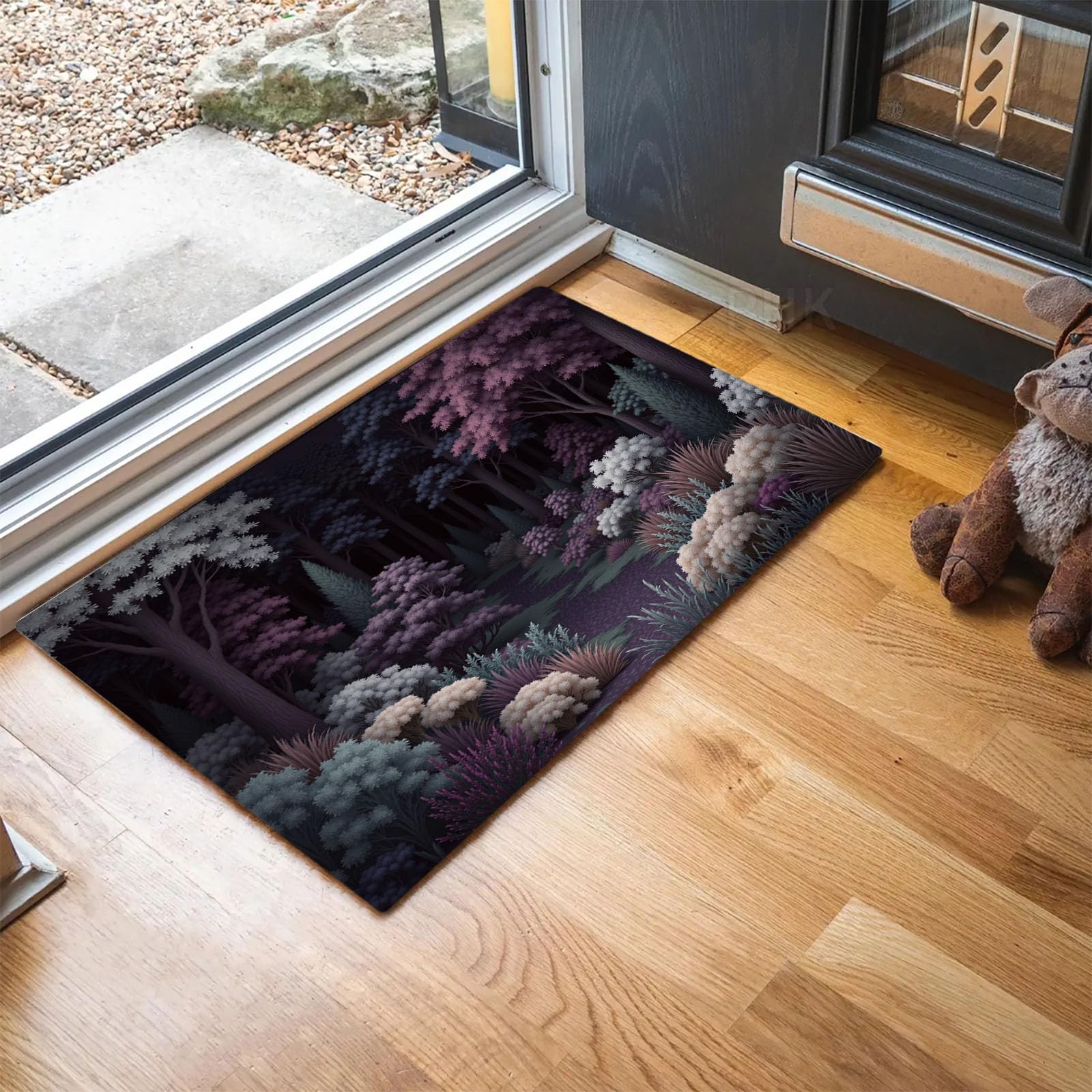 Tapis de porte motifs d'arbustes forestiers pour une entrée chaleureuse et propre