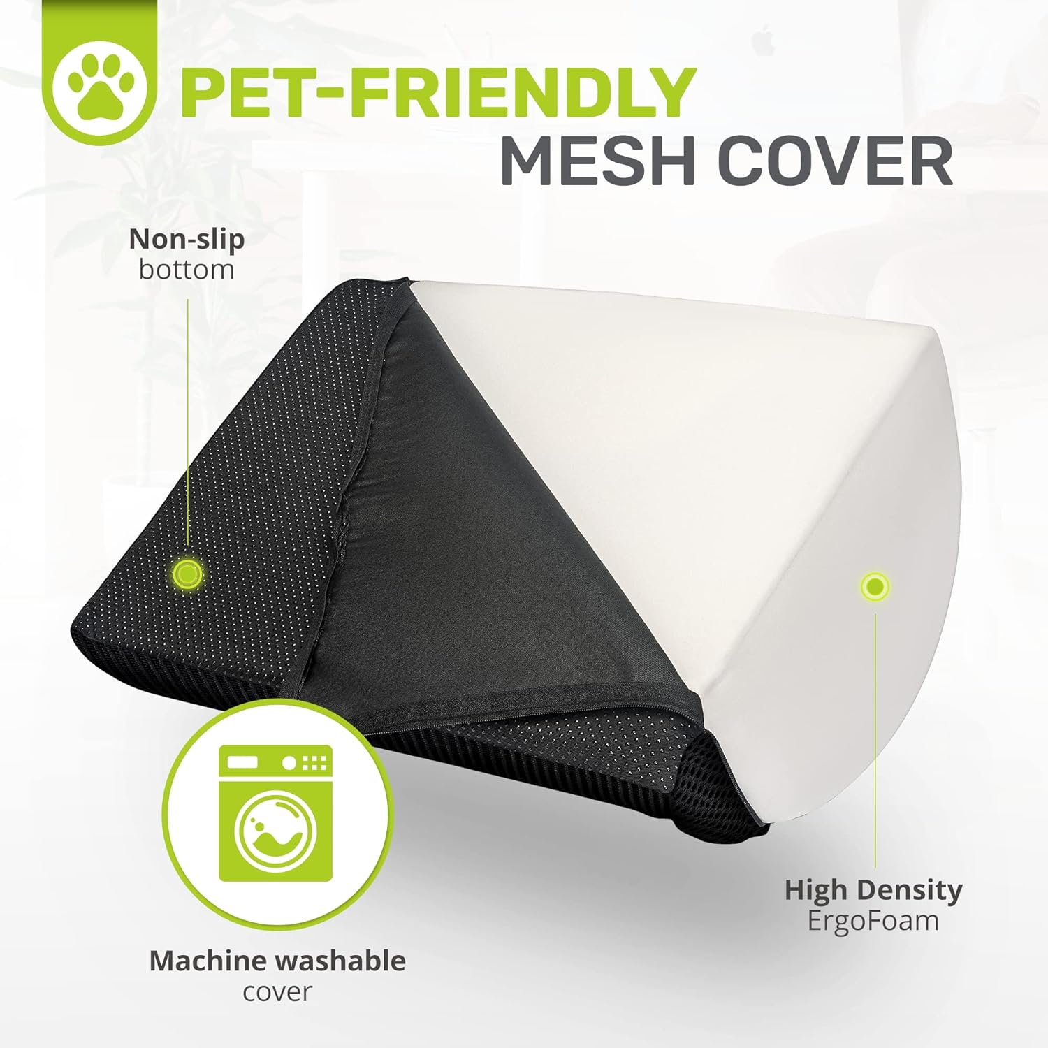 ErgoFoam Foot Rest for Under Desk at Work - Premium Under Desk Footrest - Desk Foot Rest for Lumbar, Back, Knee Pain - Ergonomic Foot Stool Under Desk (Black, Mesh)