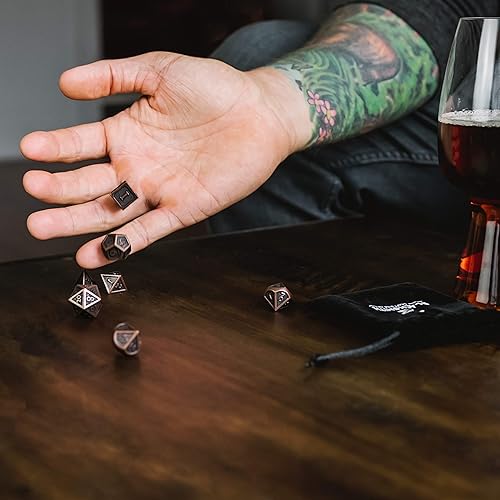 Miniatura 3 de Juego de dados de metal DND, 7 piezas, juego de dados de metal indestructibles con bolsa de dados juego de dados D&D (juego de dados de mazmorras y