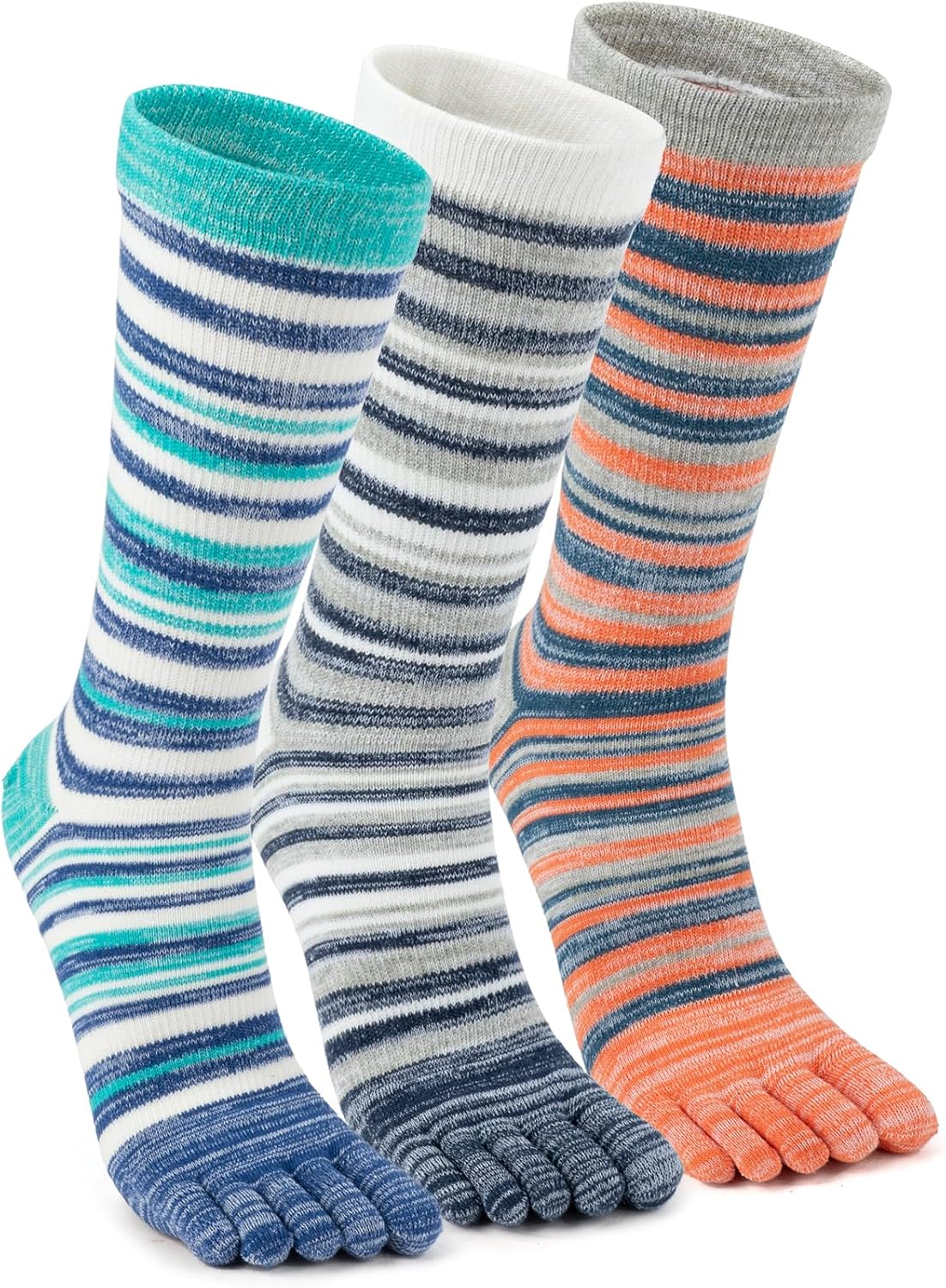 Crew Toe Sock, Cotton Ankle Sock & Stocking, Arch Support, Running Five-Toe Design(3&6pairs)