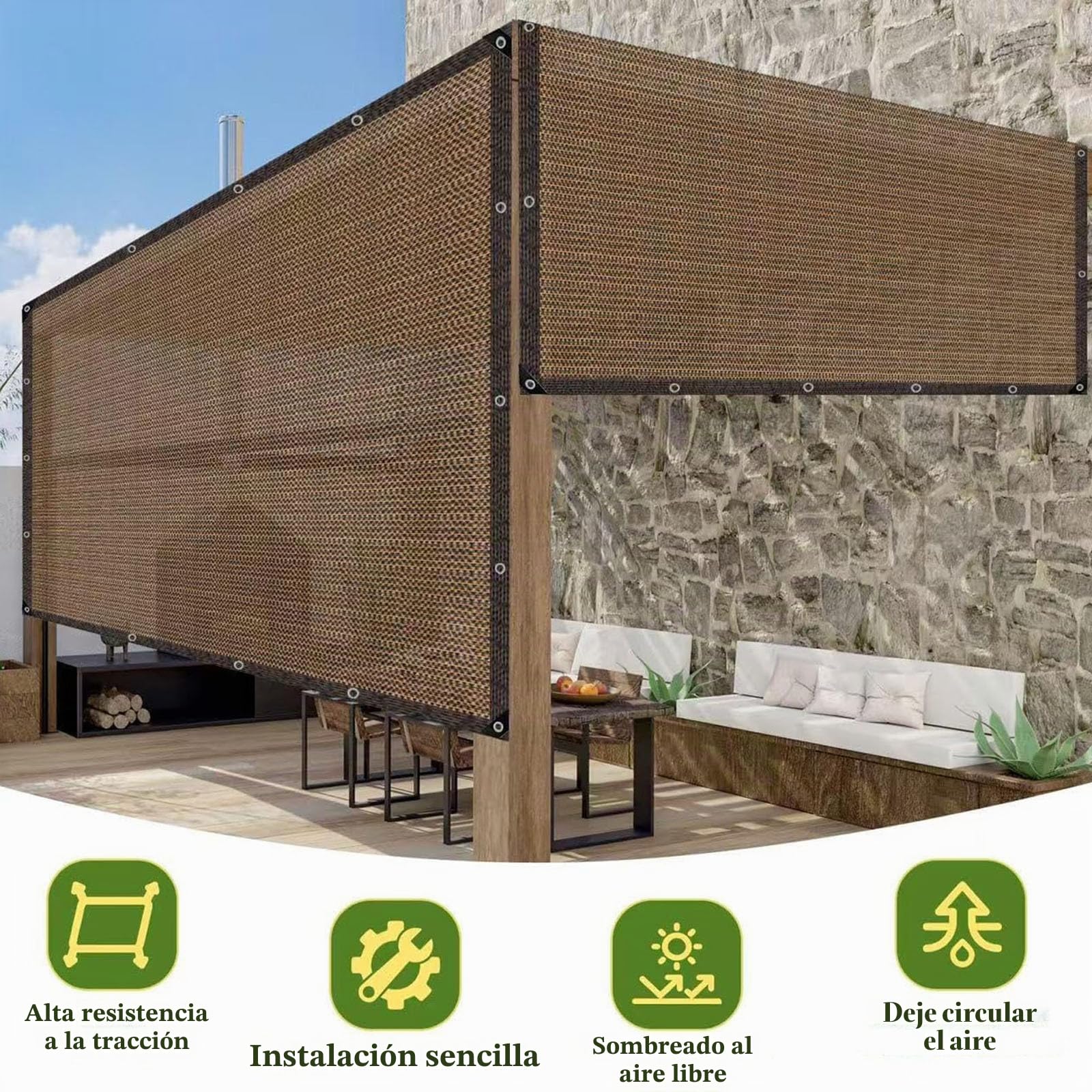 Red de Sombreado con Ojales de 2 x 3 m,Toldo Vela de Sombra con Ojales 85% Malla Sombreadora de Bloque UV Pantalla de Privacidad para Patio Jardín,5x7m