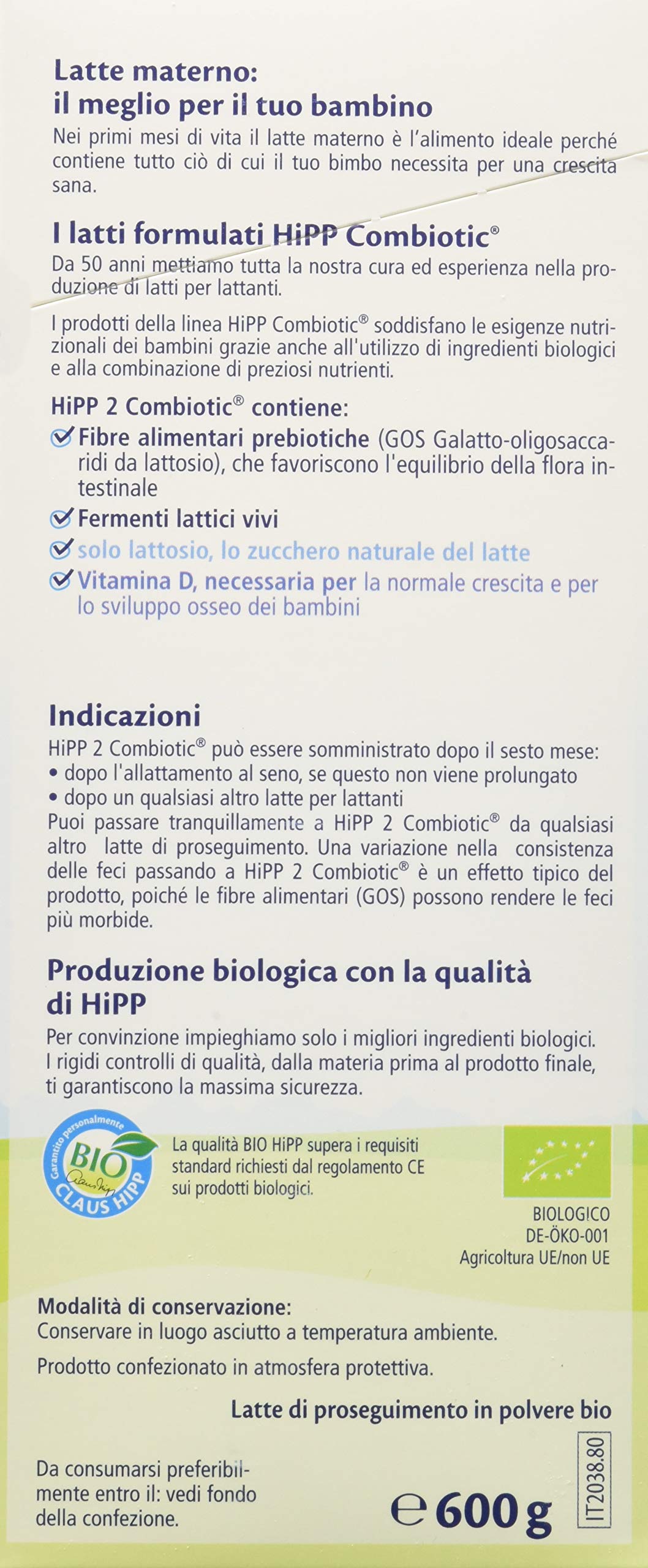 HiPP Latte 2 Combiotic Proseg; polvere - Pacco da 4 x 600 gr