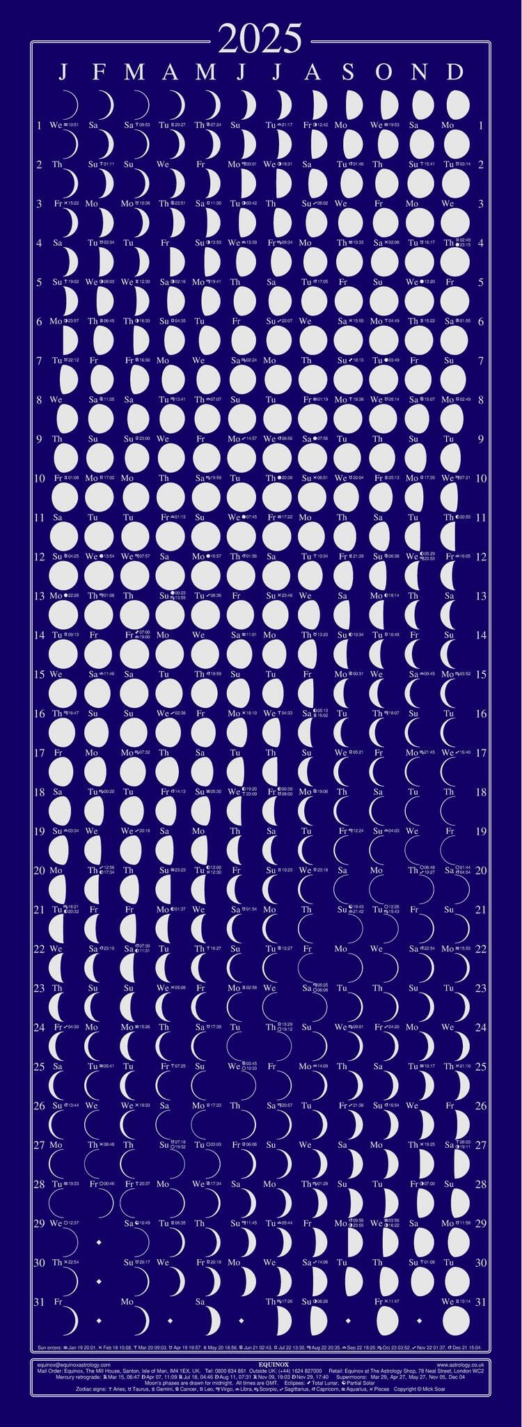 Amazon com: Equinox 2025 Moon Phase Calendar Beautifully Silk