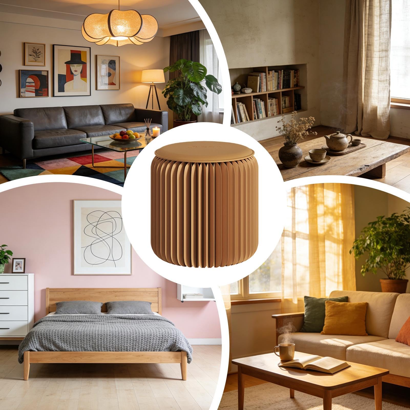 Sgabello pieghevole in carta, moderno e impermeabile, sedia a fisarmonica portatile per mobili da interni, toeletta, casa, ufficio, interni, esterni, campeggio, giardino, patio, cortile