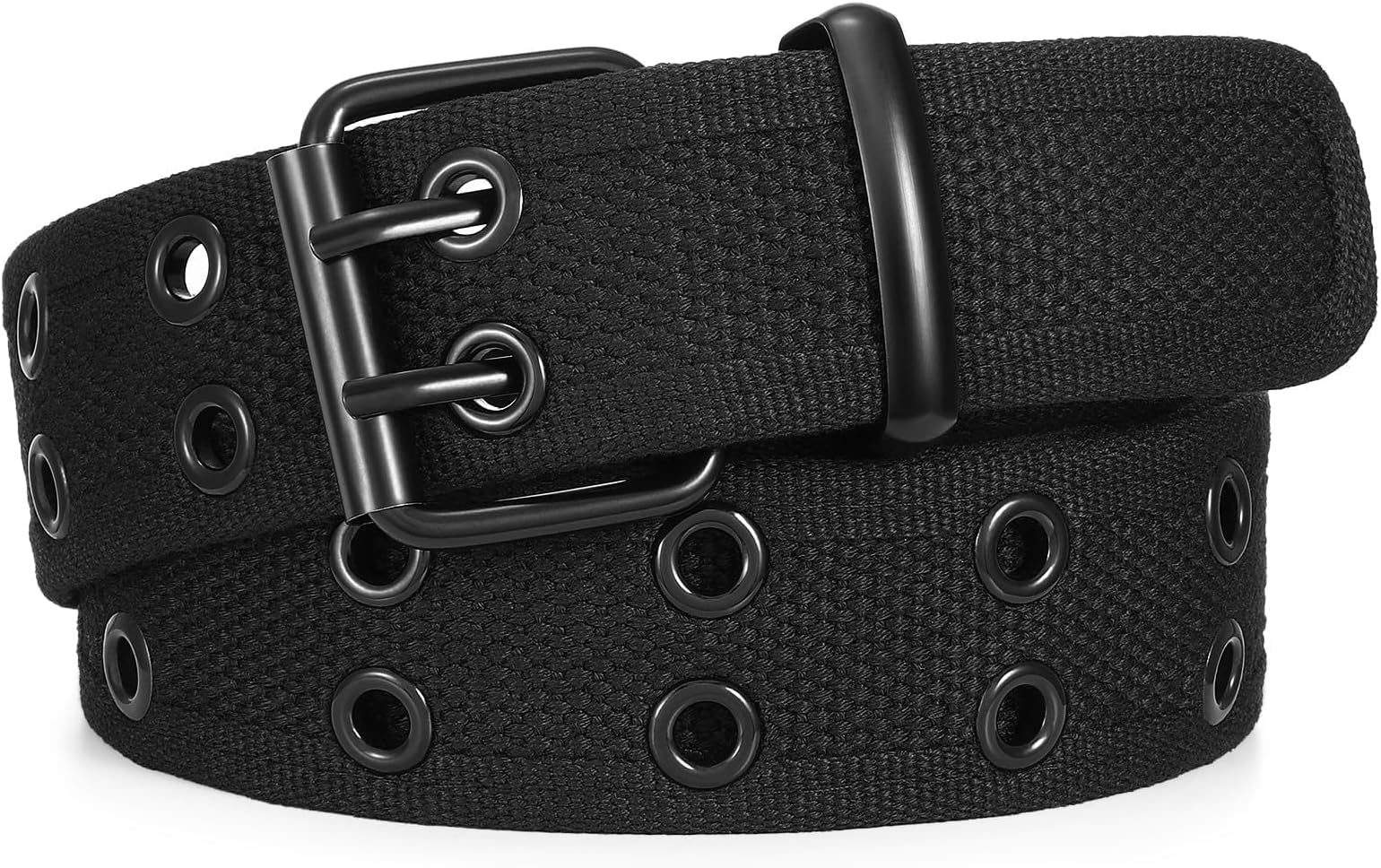 Canvas Double Grommet Belt Unisex Casual Double Prong Belt for Men Women for Jeans Pants