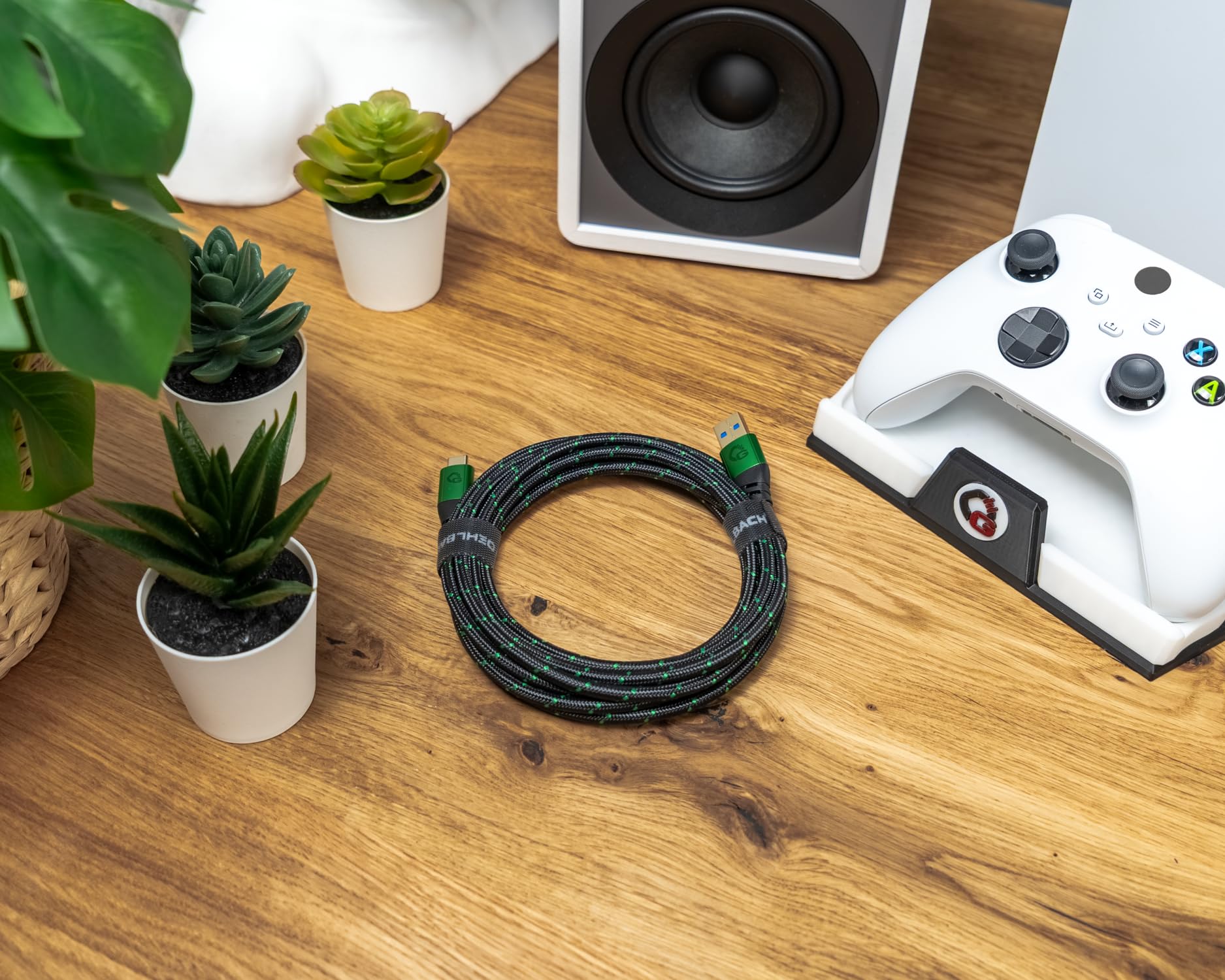 New Game Green – Cavo USB Type-A a Type-C 10 Gbps – Potenza di ricarica fino a 60 W – Doppia schermatura – contatti placcati oro – 75 cm – Cavo da gioco con guaina in tessuto – rosso