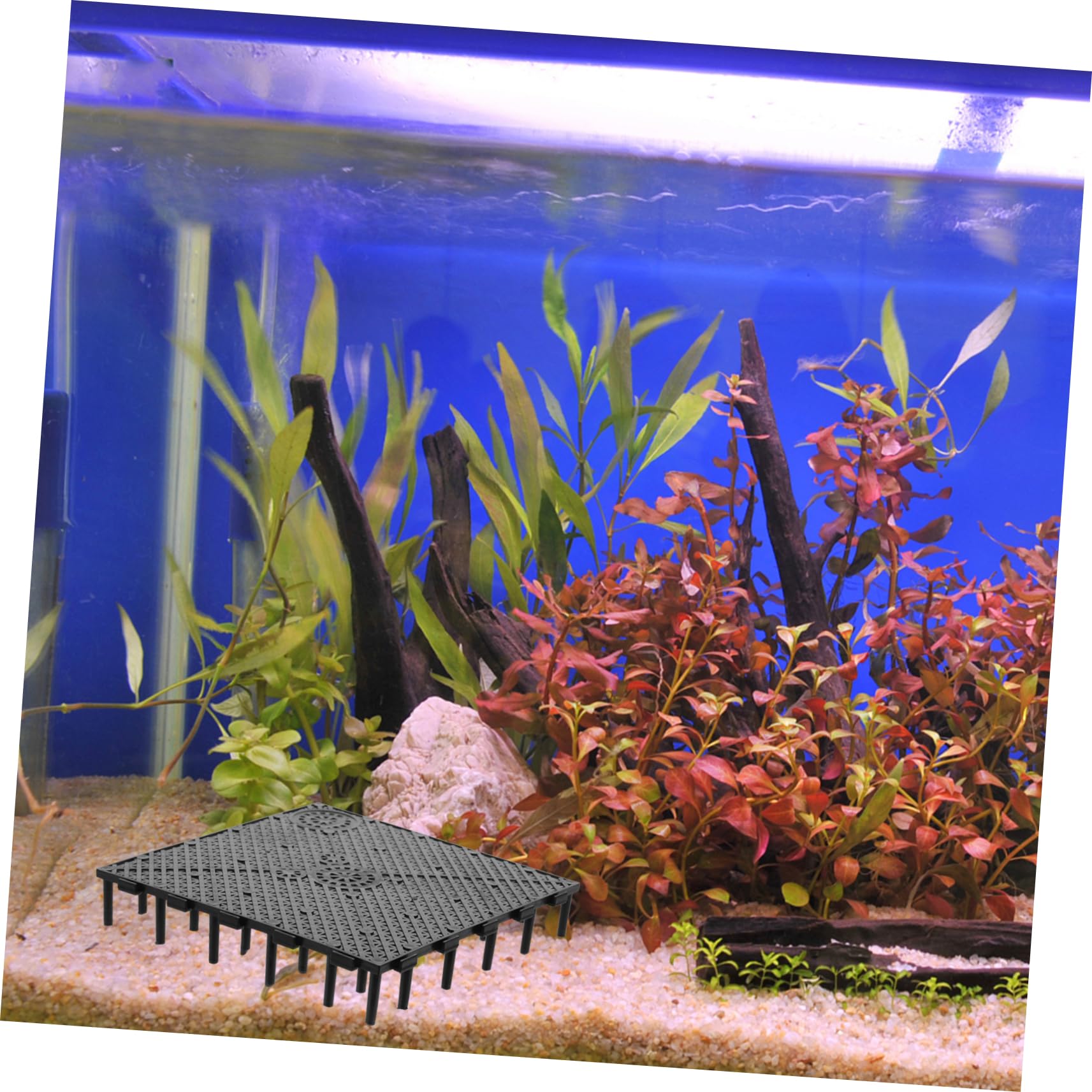 Mikikit 10 Stücke Aquarium Bodengitter: Platte PVC Fischtank Bottom Filter Aquarium Undergreavel Kunststoff Filterbrettteiler Aquarium Tank Bottom Black