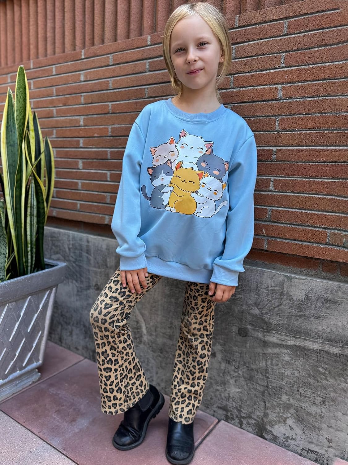 Vieille Girls Sweatshirts Long Sleeve Shirts Crewneck Pullover Tops 5-14Y
