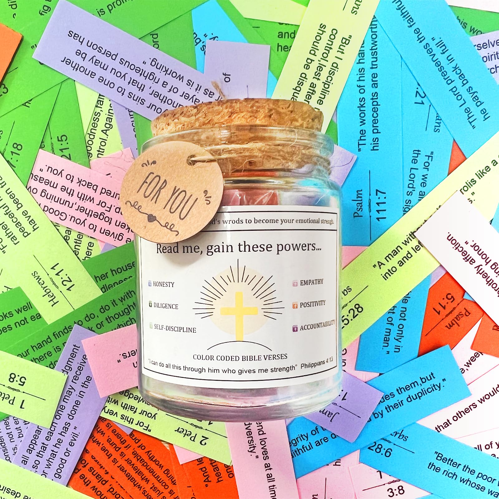 HEVOY Bible Verse Jar, Bible Verse Emotions Jar, Read Me When Bible Verses, Bible Verses for Emotions and Feelings, Christian Affirmation Encouraging Present for Mom Wife Christmas Birthday (A)