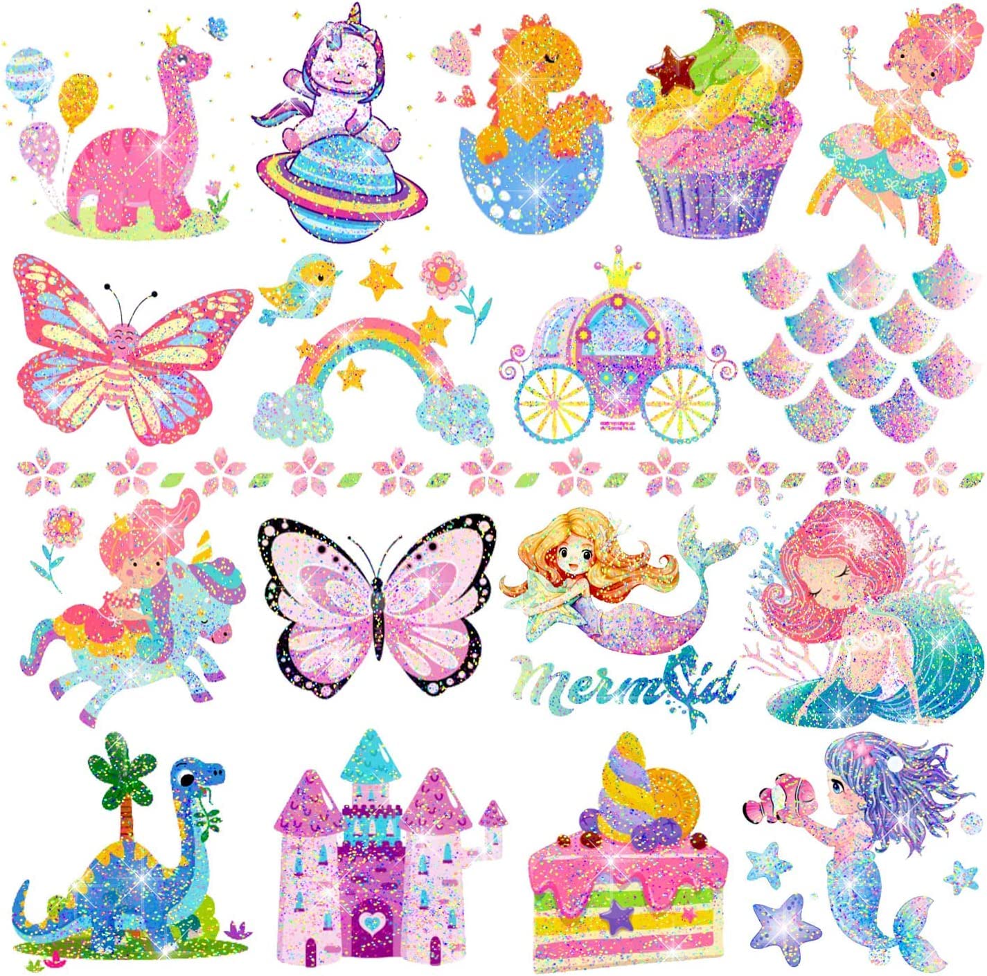 SYOSI Glitter for Kids Girls, Glitter for Kids Party Bag Fillers, Fake Transfer Stickers for Boys Girls Gifts Games Toys Birthday Decorations Supplies, 20 Sheets