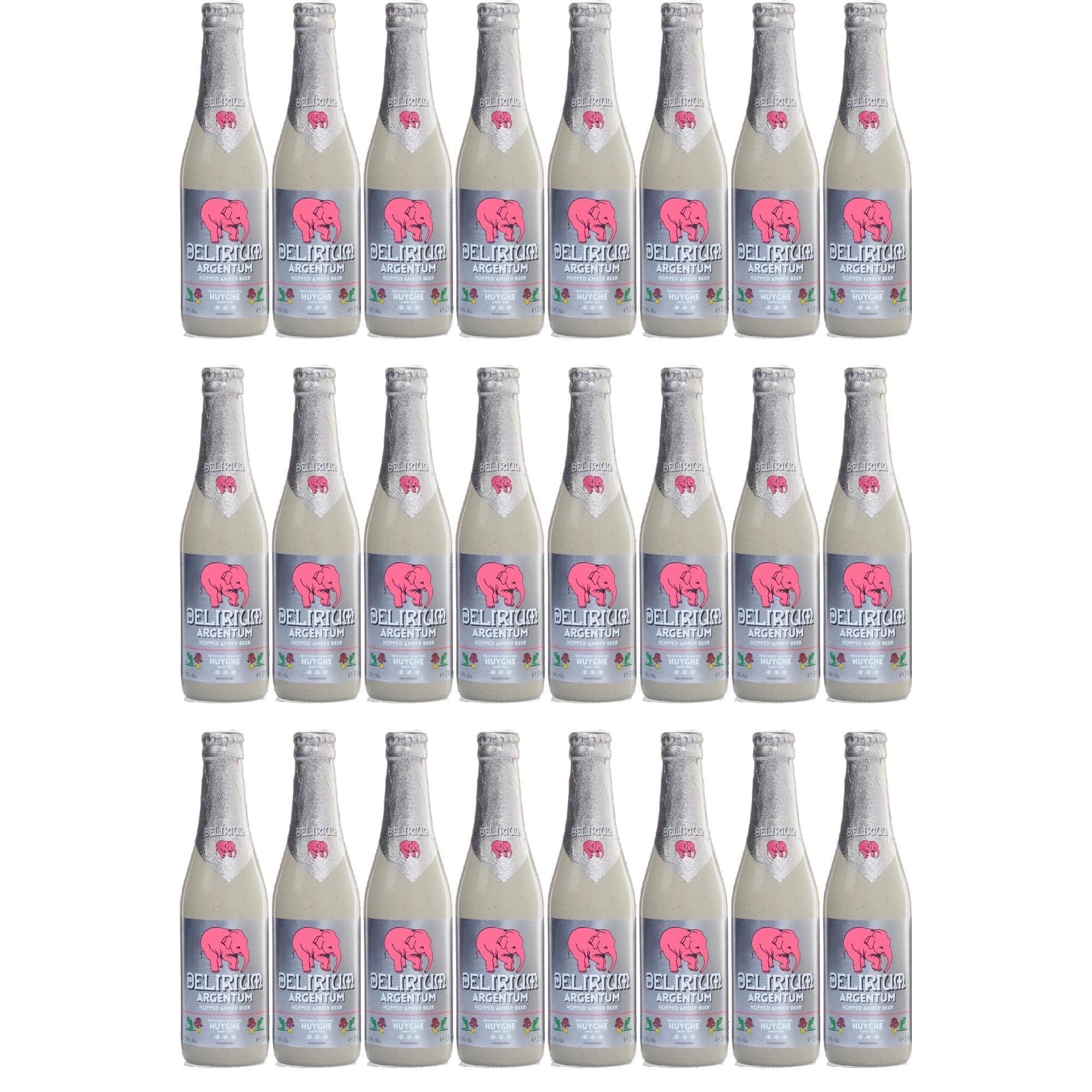 Delirium Argentum IPA Bier 24x 0,33l – Belgische Jubiläumsedition der Brauerei Huyghe – Stark Gehopftes Craft Beer mit 7% Vol – Limitierte Delirium Serie mit Intensivem Aroma & Fruchtigen Hopfennoten