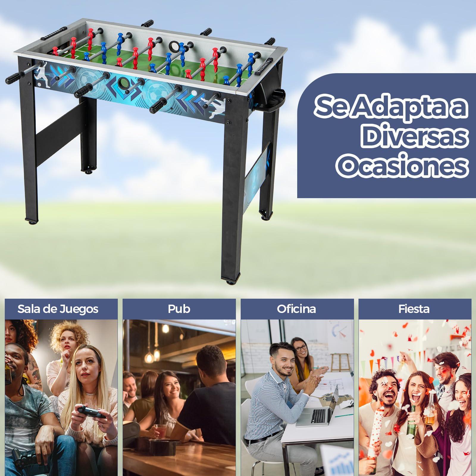 COSTWAY Futbolín de Mesa, Juego de Fútbol Estable con 2 Pelotas, Mango Suave, 18 Jugadores Realistas, Pintura Estilo Deportivo, Futbolín Versátil para Sala de Juegos, Oficina, Fiesta