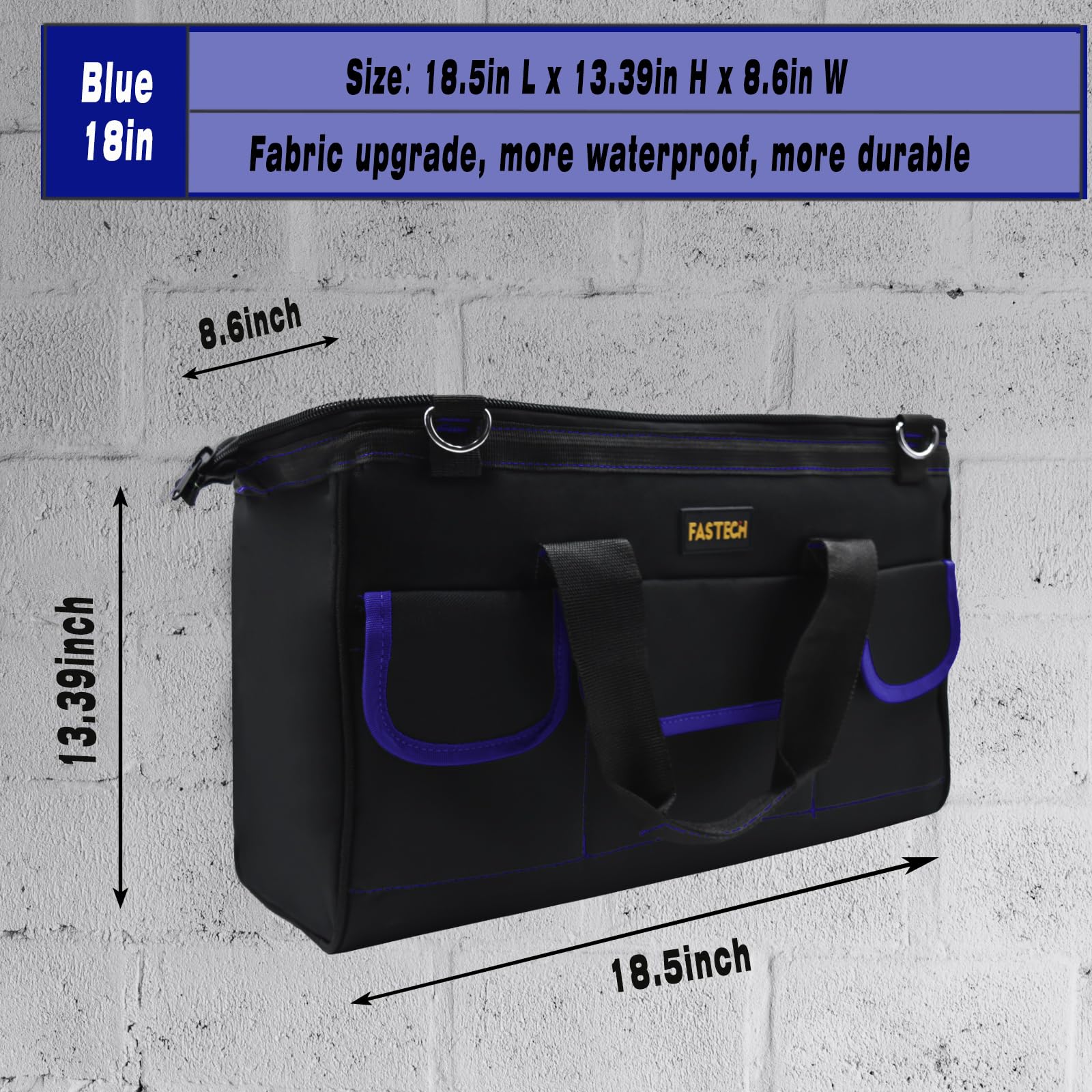 Snapklik.com : FASTECH 18 Inch Tool Bag,Waterproof Wide Mouth Tool Kit ...