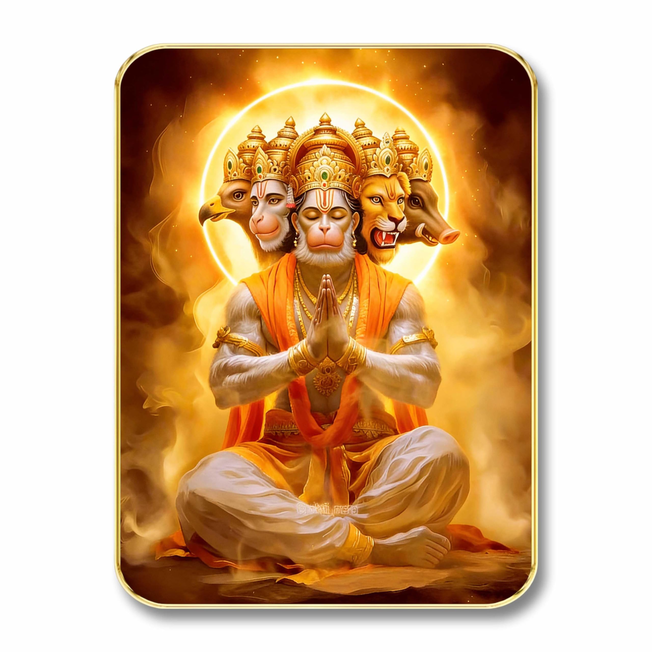 SAF Divine Panchmukhi Hanuman Wall Art with Table Top Stand & Wall Hanging Hole | Premium MDF Religious Painting for Mandir Living Room Office Home Decor Gift