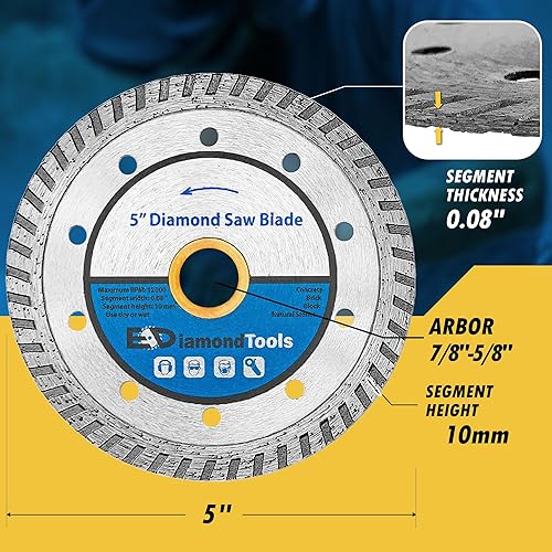 Miniatura 53 de Hojas de sierra de diamante de alto rendimiento de 7" para granito, cuarzo y otras piedras de ingeniería, eje de 7/8"-5/8" Hoja de piedra,Hoja