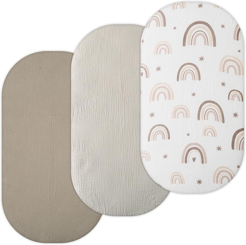 Sábanas de muselina para moisés Dream On Me, Baby Delight Snuggle Nest, Graco, UPPAbaby, Snoo, Primo Bassinet de TansyPanda, 3 piezas, 16 x 32 pulgadas, agradable para la piel, ultra suave, transpirable, unisex para niños y niñas, rosa