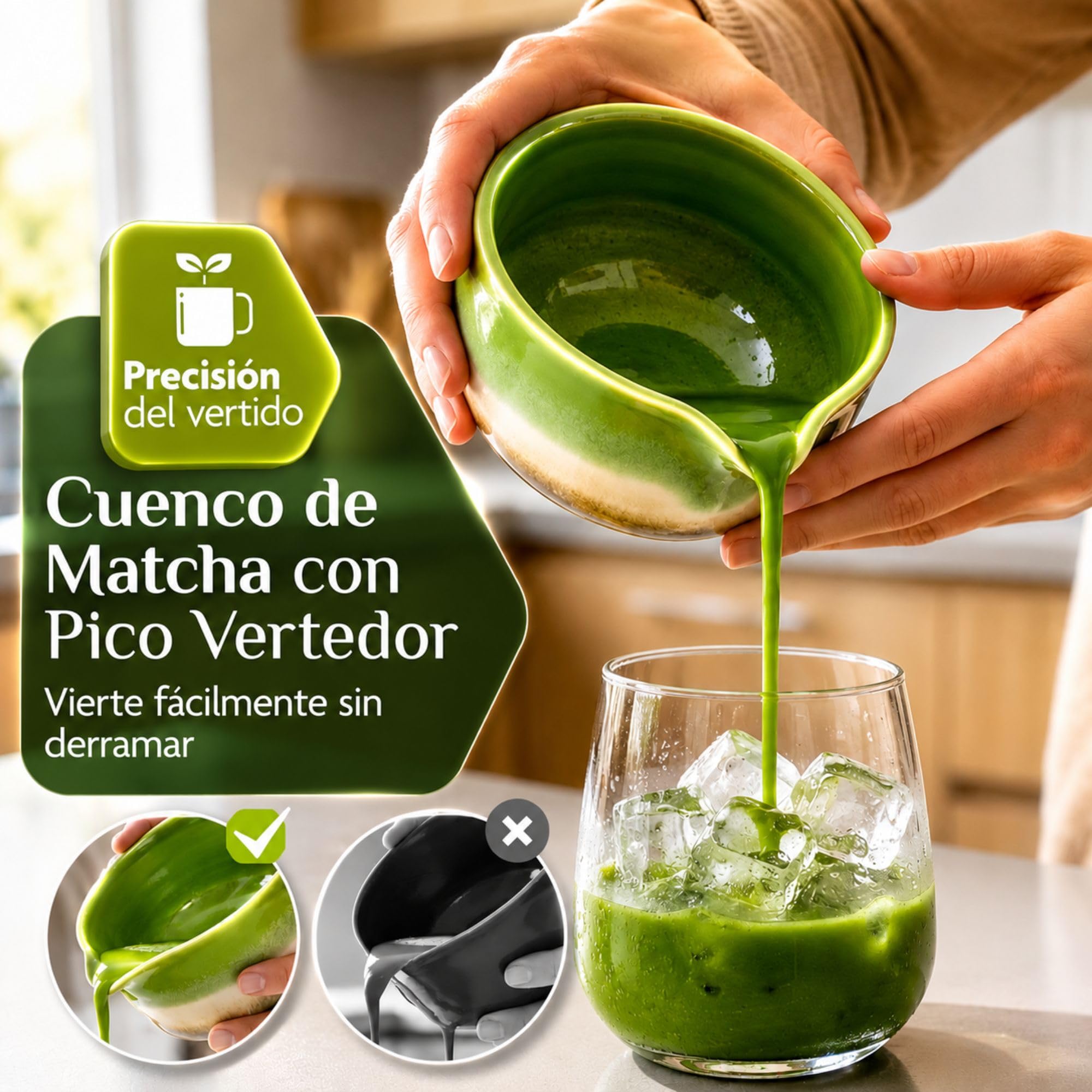 C&C Set Te Matcha Kit, 8 Piezas Premium Ecológicas Duraderas y Resistentes, Incl Ebook con Recetas Exclusivas y Manual, Batidor Matcha Colador Kit Matcha Set, Set Matcha Whisk - Kit Te Matcha Completo