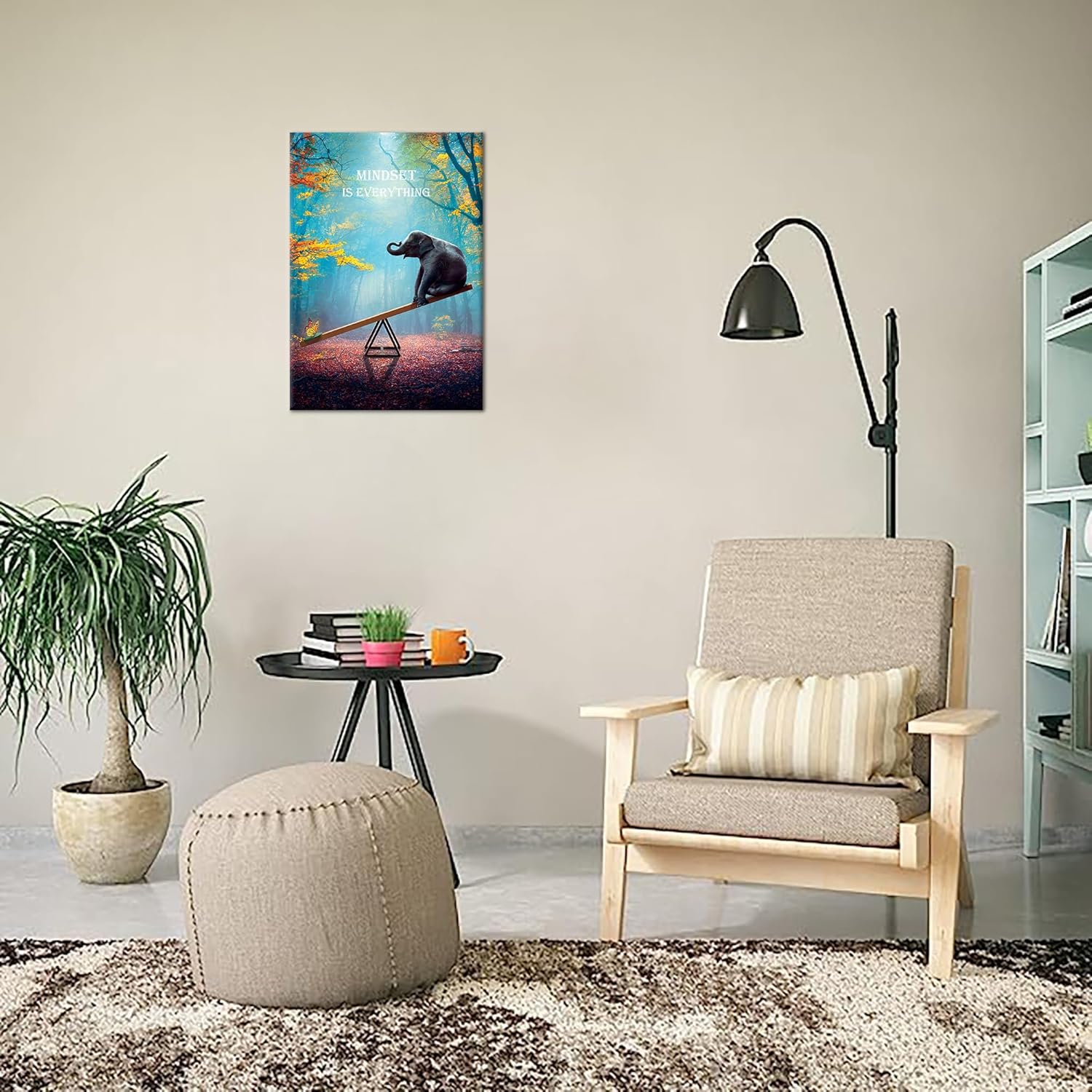 SKASNFAI Elephant Wall Art Mindset Motivation Office Wall Canvas Animals Poster Framed Artwork for Living room Ready to Hang (12x16 inch) - Image 5